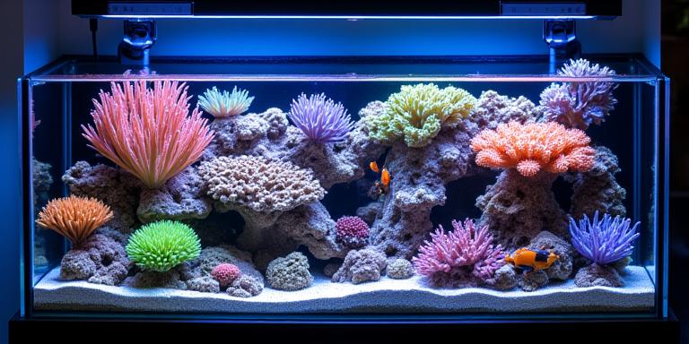 Aquarium eau de mer récifal avec coraux
